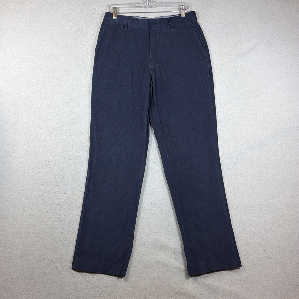 Lands' End Traditional Fit Classic Prep Corduroy Office Stretch Navy Size 32